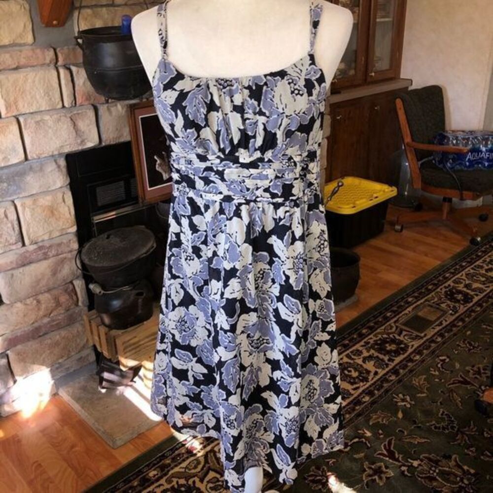 Ann Taylor Loft size 8 blue and white dress floral